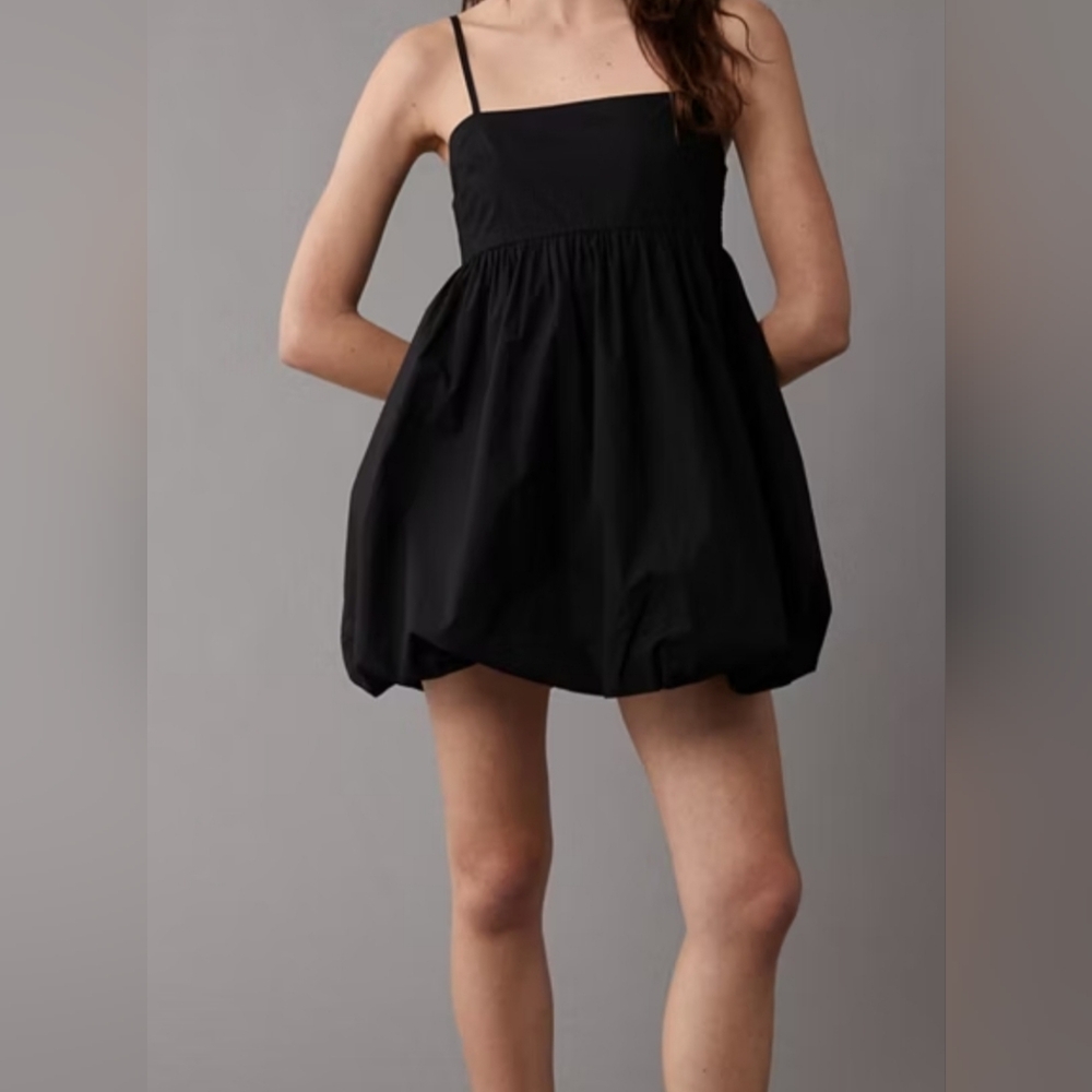 American Eagle Black Velvet Bodice Bubble Mini Dress Women’s Size S NWT
